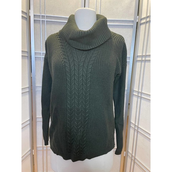 *Banana Republic Cable Knit Turtle Neck Green Size Small - Picture 1 of 5